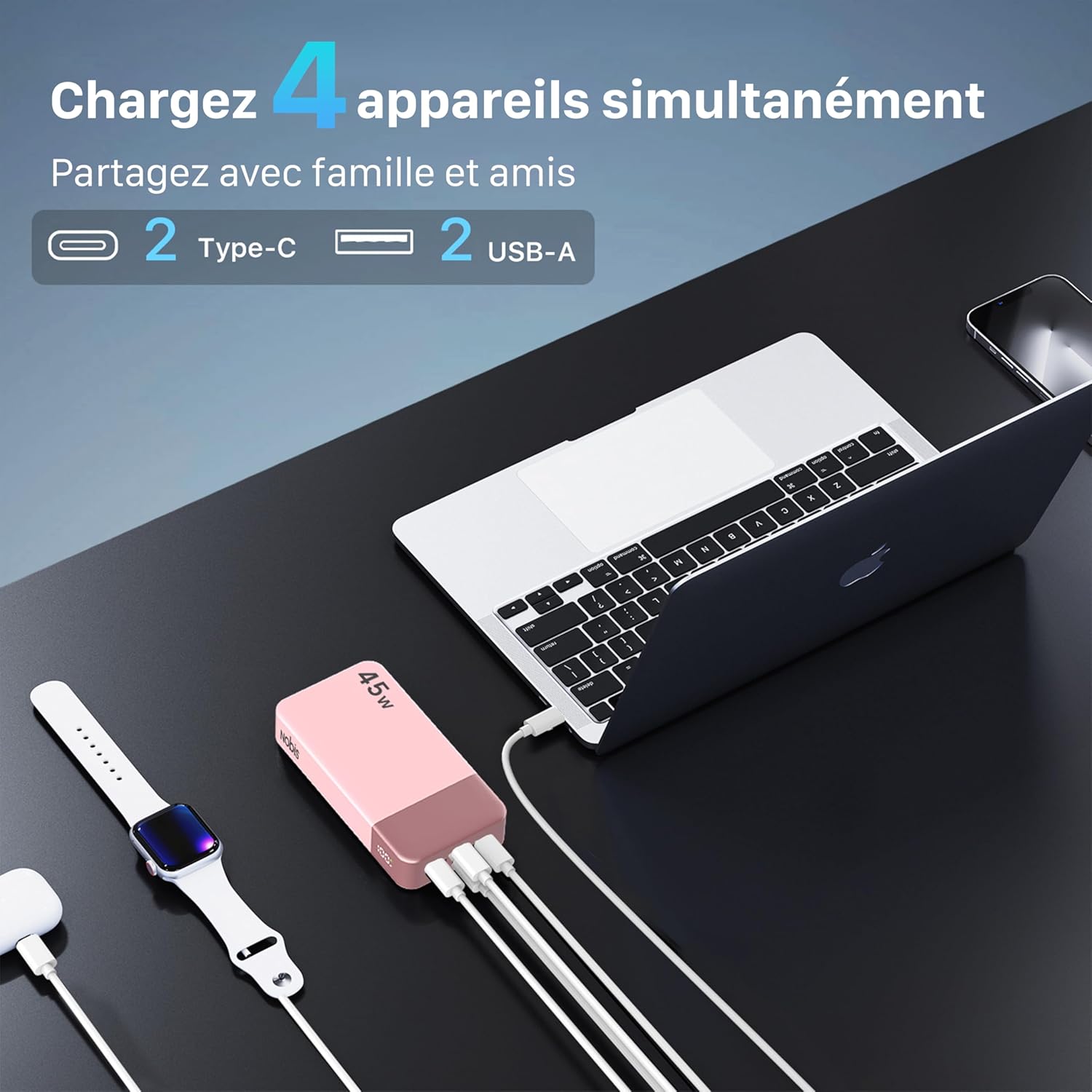 Thumbnail 3 de NOBIS Batterie Externe 20000 mAh 45W avec USB-C in & out, 4 ports et écran LED