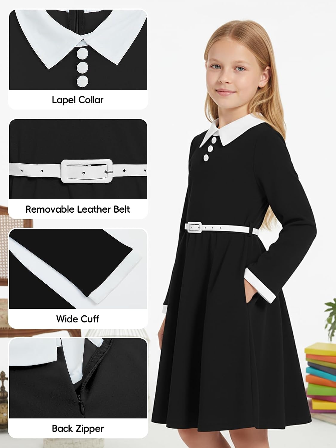 Detalle de JiAmy Girls Long Sleeve Dress 4–12 years