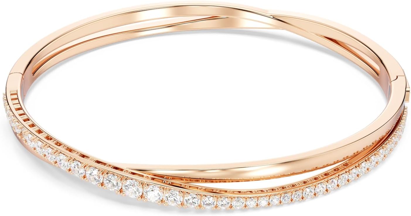 Detalle de Swarovski Pulsera Twist, Baño oro rosa 💍