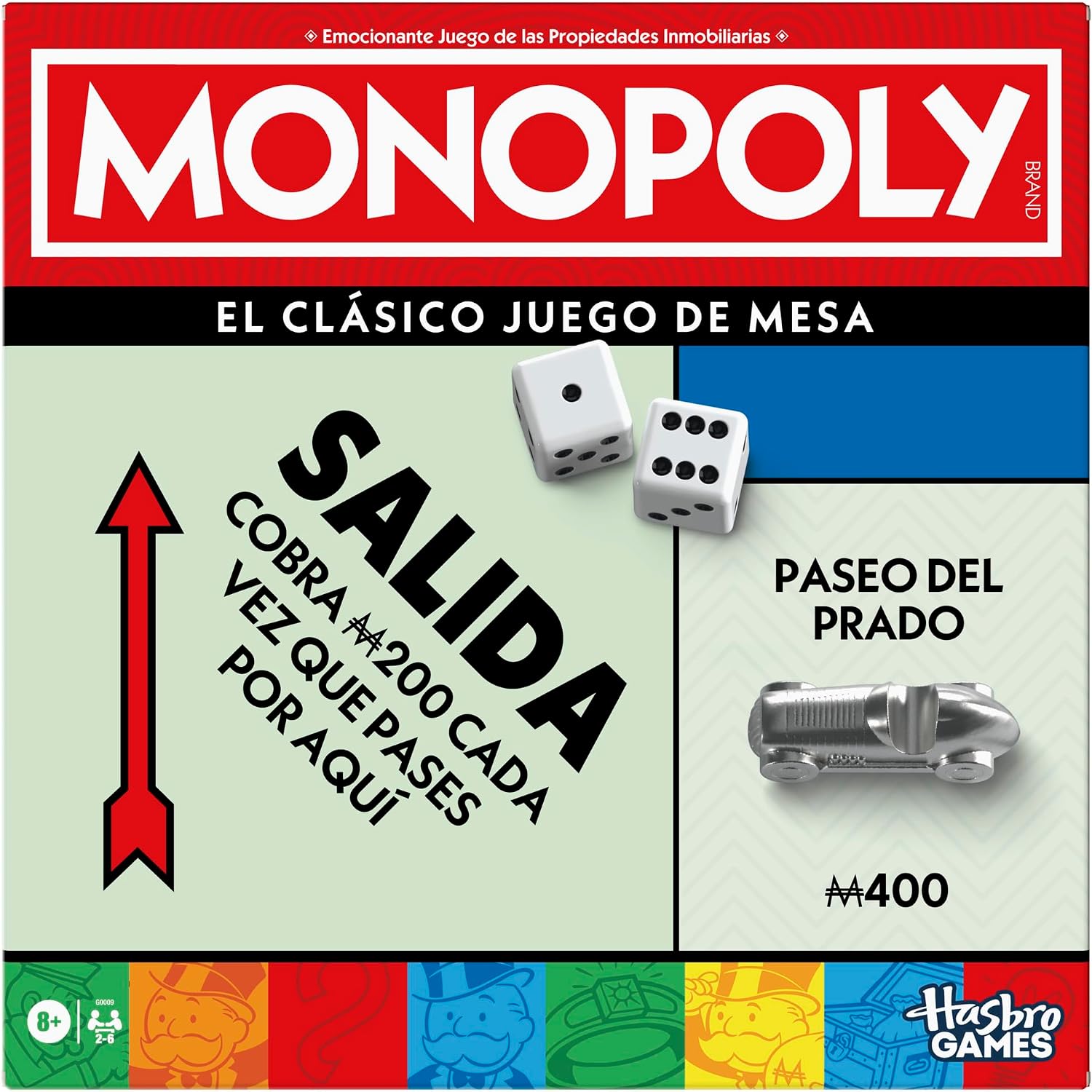 Detalle de Hasbro Monopoly Clásico juego de 2 a 6 jugadores 🎲