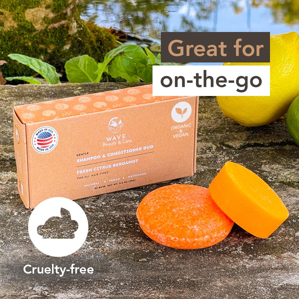 Detalle de Shampoo and Conditioner Bar, Fresh Citrus – Sulfate-Free Solid Set for All Hair Types
