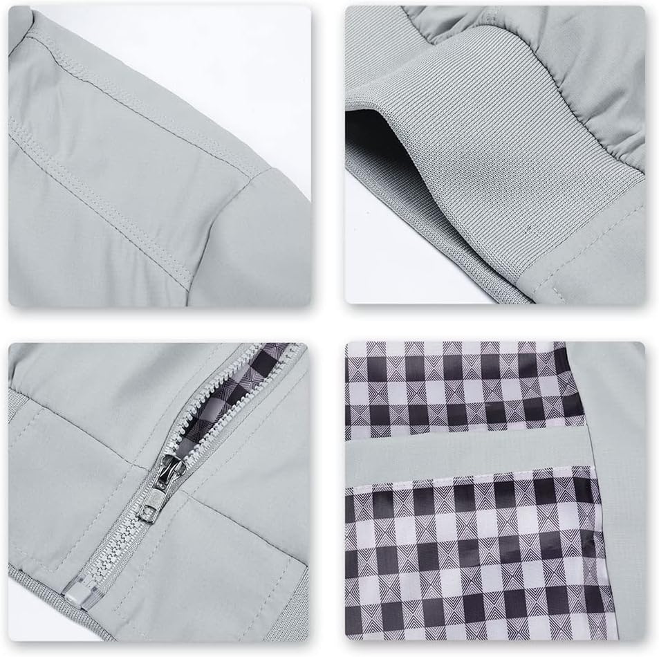Detalle 2 de YOUTHUP bomber leggero estivo da uomo con zip, giacca casual a vento di transizione