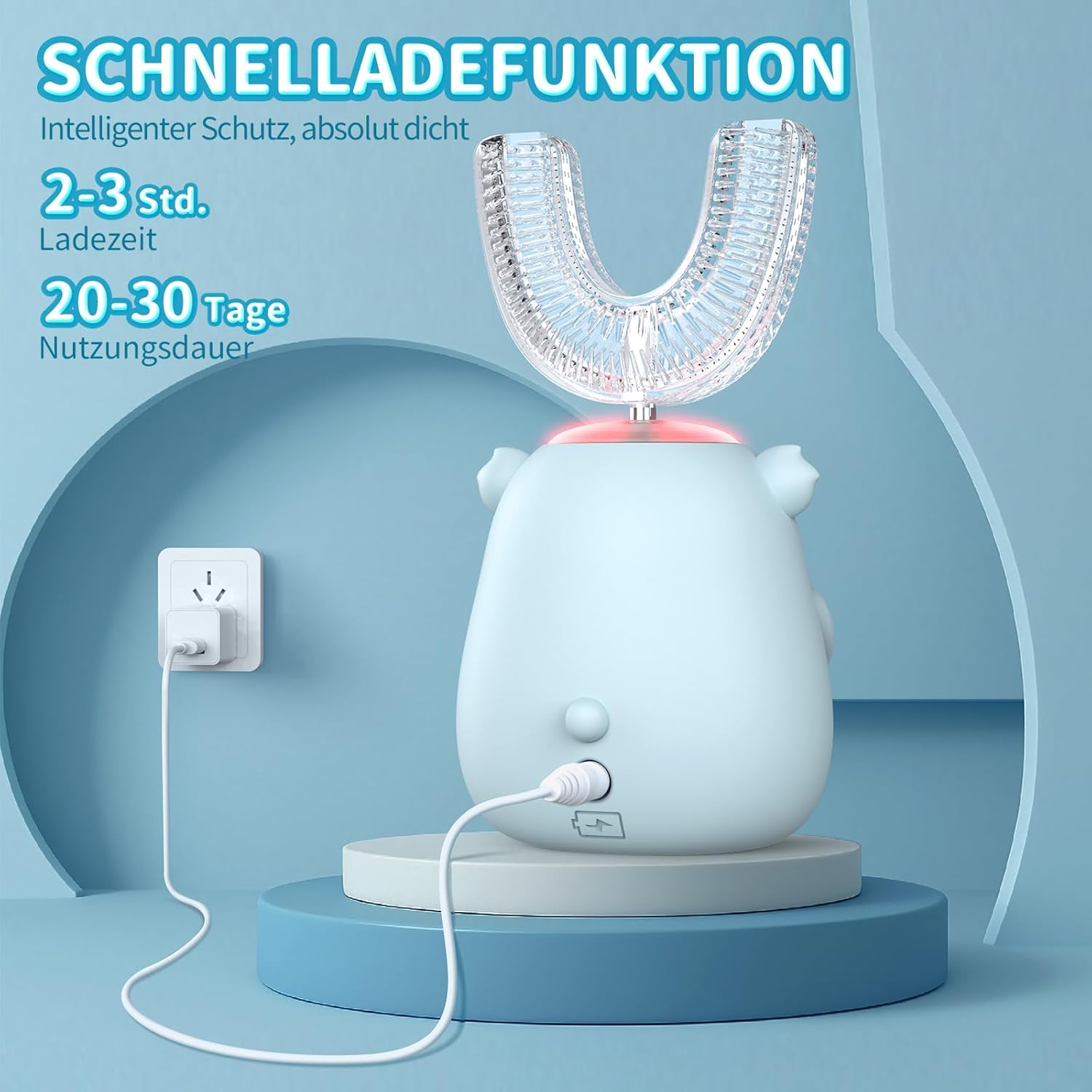 Thumbnail 5 de Elektrische Kinderzahnbürste von Yzoaal – U-förmige Bürstenköpfe, Koala-Design, 5 Putzmodi, 60-Sekunden-Timer, IPX7