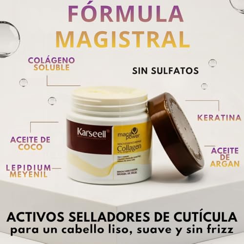 Thumbnail 1 de Karseell MACA CARE SYSTEM Mascarilla capilar reparadora con colágeno, aceite de argán y 4% de aceite de coco (500 ml)