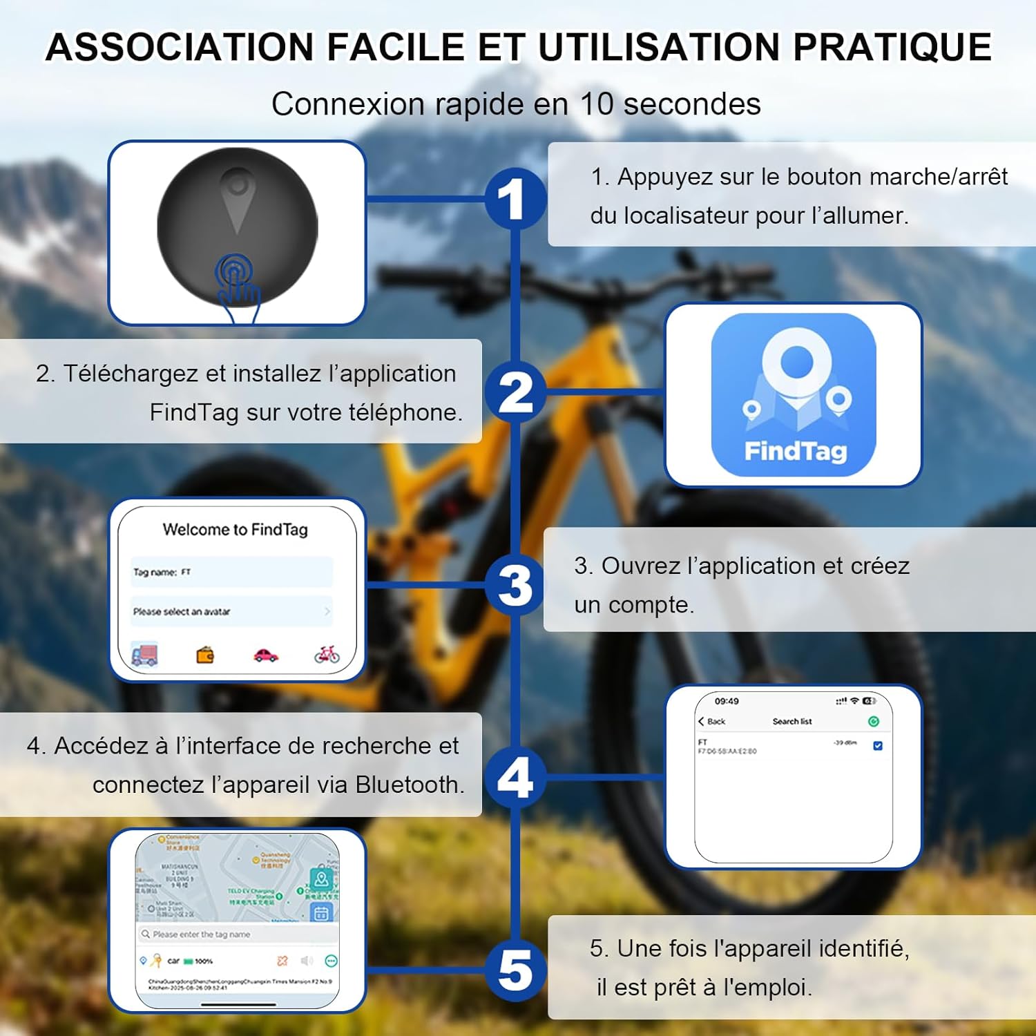 Detalle de Traceur GPS Voiture Magnétique – Traceur sans abonnement, IP67, Bluetooth et localisation en temps réel