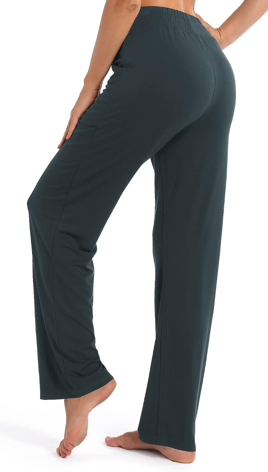 Detalle de Urban CoCo Women’s Straight Leg Long Pants with Elastic High Waist Drawstring and Deep Pockets