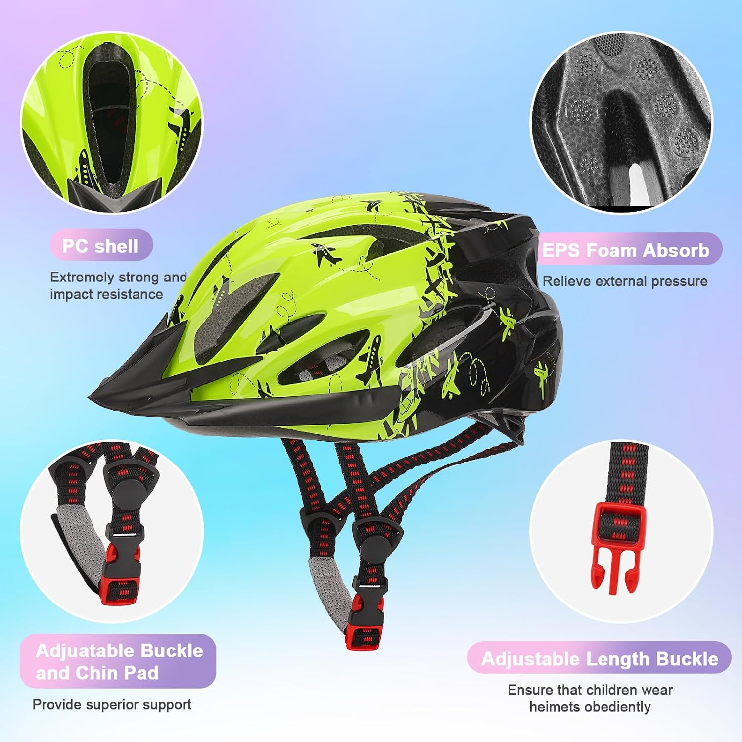 Detalle de Kids Bike Helmet for Age 8-15: Lightweight Adjustable Multi-Sport Helmet (54-59cm)