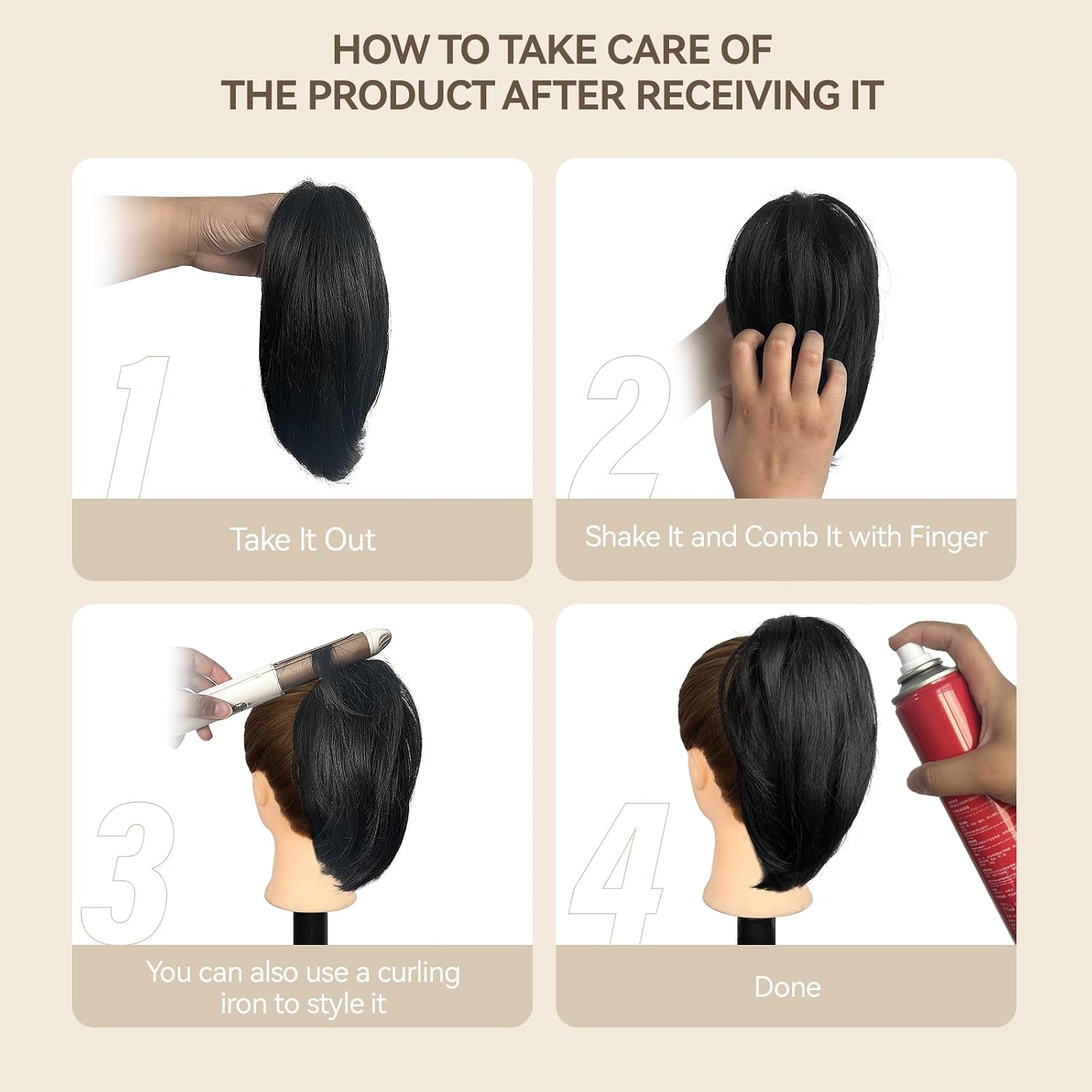 Detalle de Clip on Ponytails for Women - 10 Inch Short Straight Synthetic Ponytail Extension (Dark Blonde with Beige Highlights)