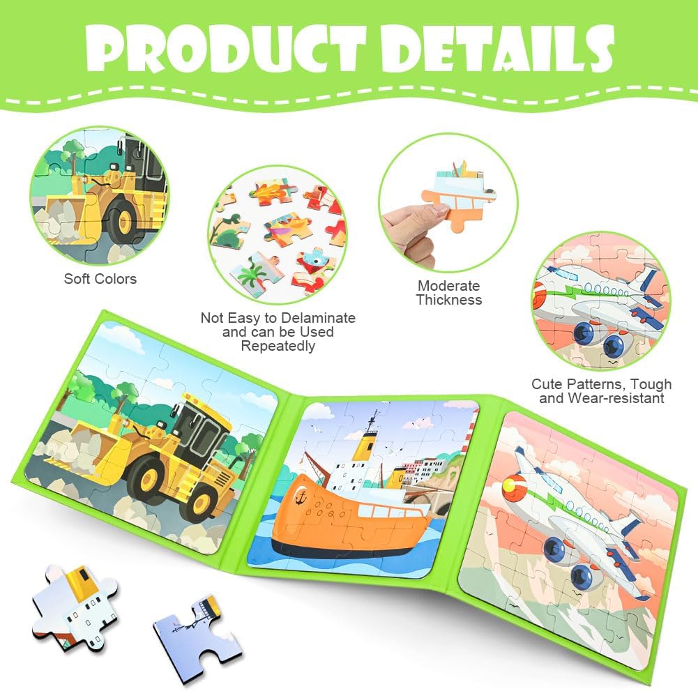 Thumbnail 2 de Aolso Puzzle Magnetici Montessori Giochi per Bambini 3-7 Anni (animali e temi di traffico), da viaggio