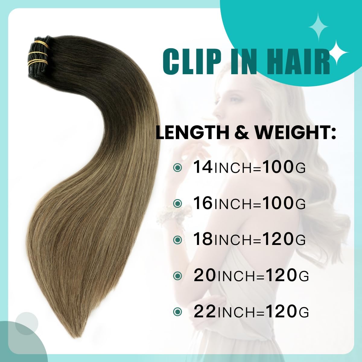 Thumbnail 1 de SURNEL Extensiones de Clip Pelo Natural Remy 40cm Balayage