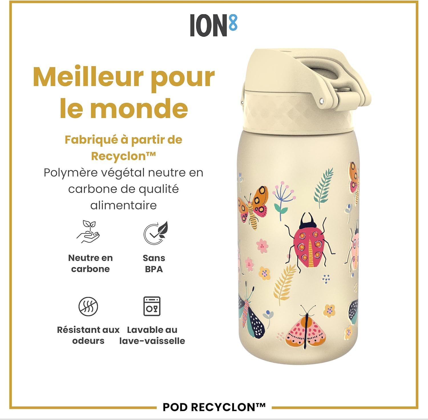 Detalle de Ion8 Gourde Enfant 350 ml – anti-fuite, facile à ouvrir et sans BPA