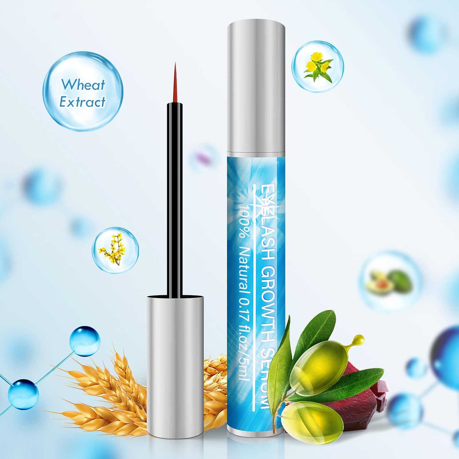 Detalle de Wimpernwachstumsserum | Veganes Lash Serum 5ML – hormonfrei, prostaglandinfrei, 2-in-1 für Wimpern und Augenbrauen