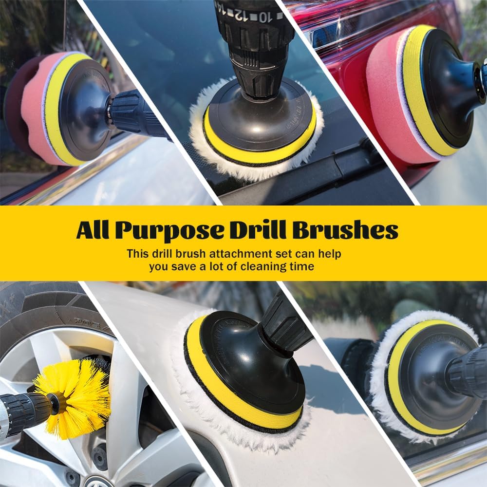 Thumbnail 6 de Aongray Drill Brush Attachment Set (22 pieces) – 1/4in Hex, with Extension Pole and Scrubbing Pads