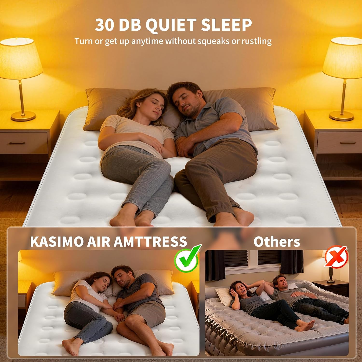 Thumbnail 6 de KASIMO Queen Air Mattress with Rechargeable Pump, Suede Surface and 10-Inch Height