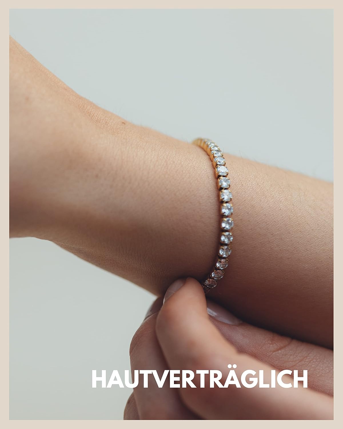 Detalle de GD GOOD.designs Tennisarmband für Damen mit Cubic Zirkonia – Armkette in 18K Gold, Roségold oder Silber