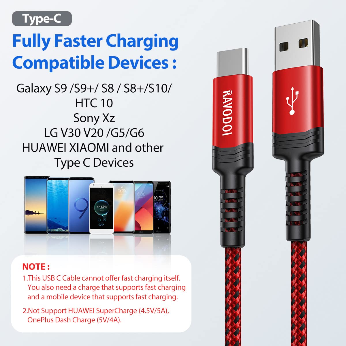 Thumbnail 6 de RAVODOI USB-C Charger Cable (2m 3-Pack) fast charging braided lead