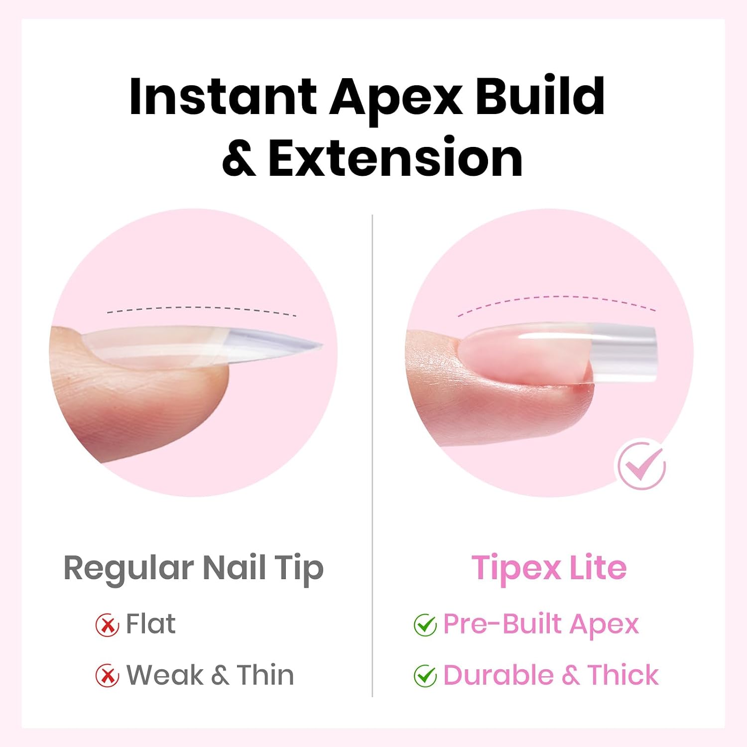 Detalle de Beetles Tipex Lite Apex Nail Tips Kit: Short Square 192pcs with Glue, Base & Top Coat, Mini UV Lamp, Nail Clipper & Cuticle Nipper