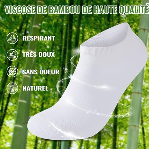 Thumbnail 2 de Effets 10 Paires Chaussettes Basses Homme/Femme en Bambou – Socquettes Unisexes Effet Anti-Transpiration et Séchage Rapide