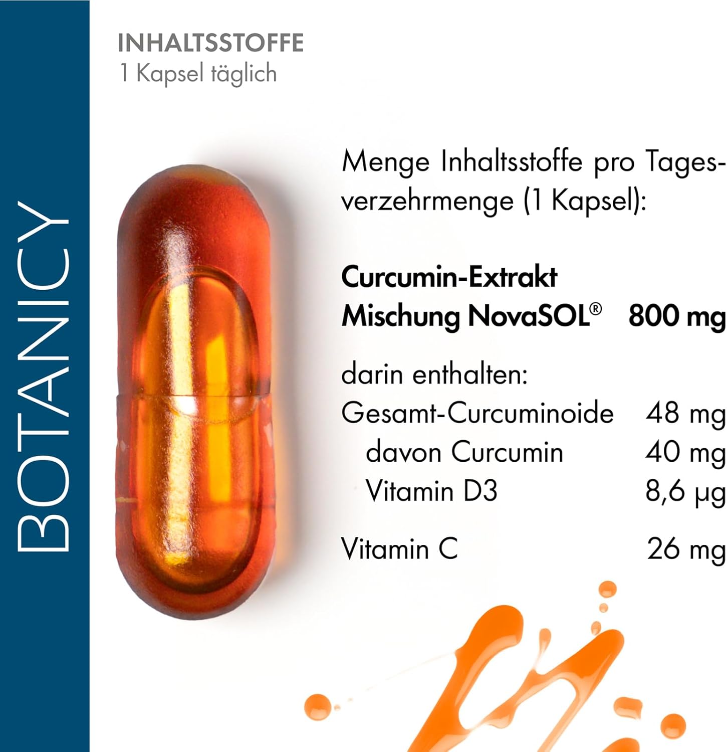 Thumbnail 4 de BOTANICY Curcuma forte – 30 Kurkuma-Kapseln mit NovaSOL Curcumin, Vitamin C & D