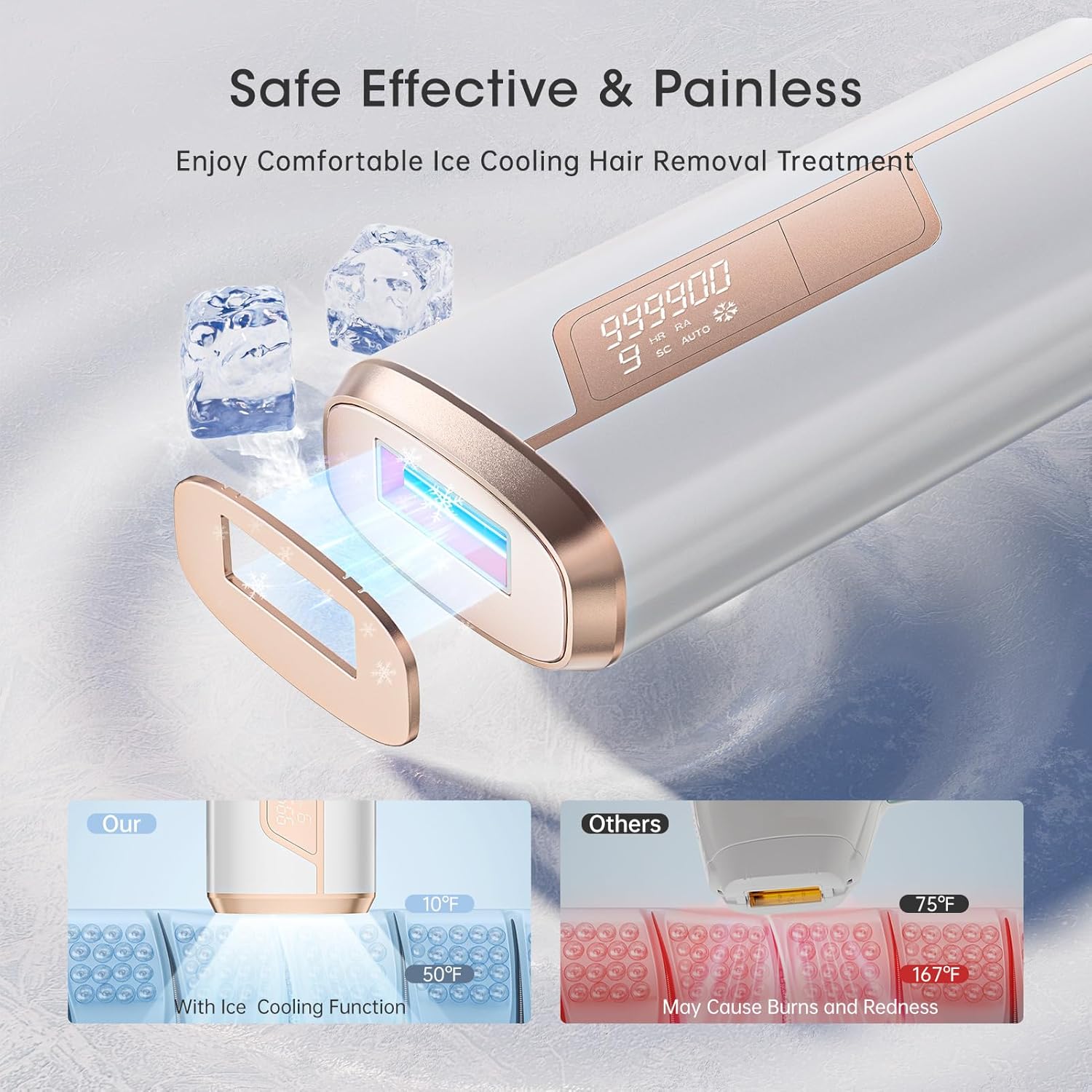 Detalle 2 de Laser Hair Removal Device with Ice Cooling (9 Energy Levels, 999,900 Flashes) – At-Home IPL for Full Body
