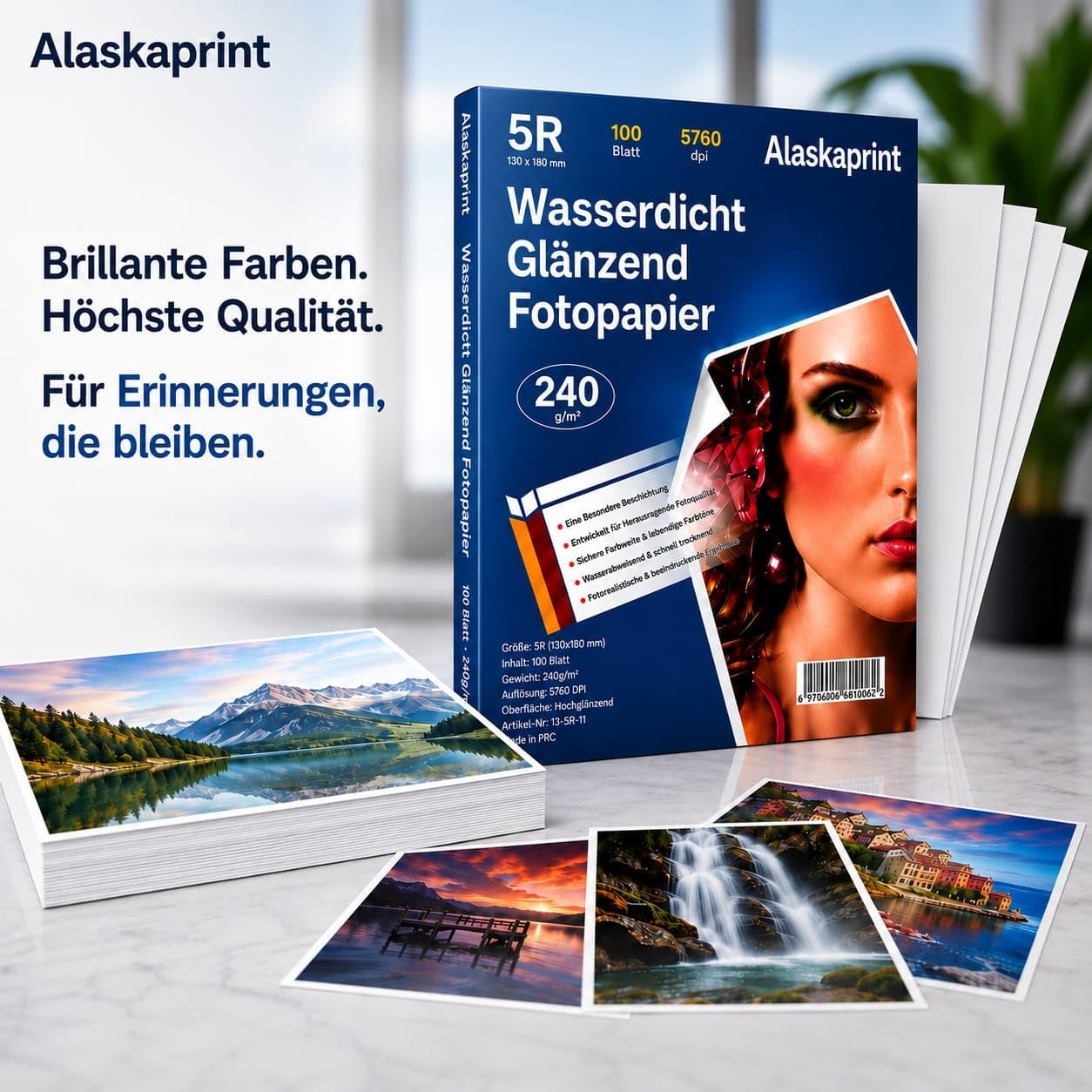 Detalle 2 de 100 Blatt Fotopapier 13x18 glänzend (240 g/m²) für Tintenstrahldrucker