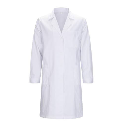 MISEMIYA Bata de Laboratorio para Mujer 1832: bata médica blanca larga con manga larga y cinturón trasero