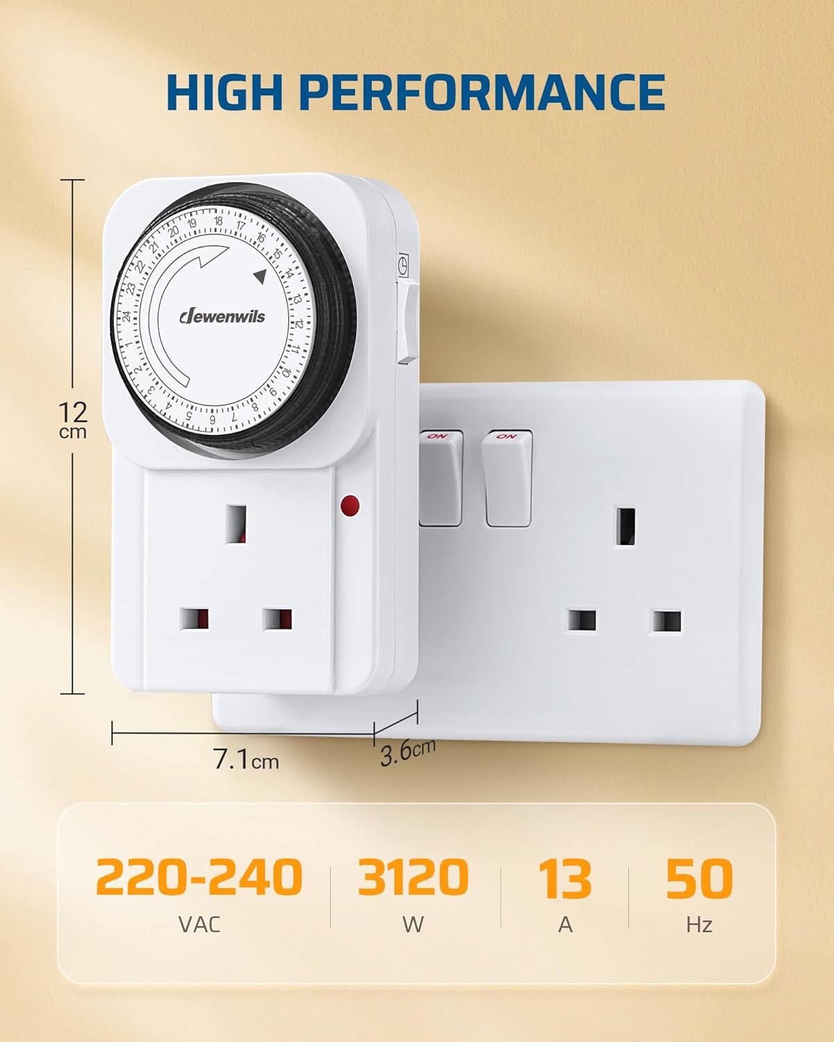 Detalle de DEWENWILS 24-hour programmable plug timer ⏱