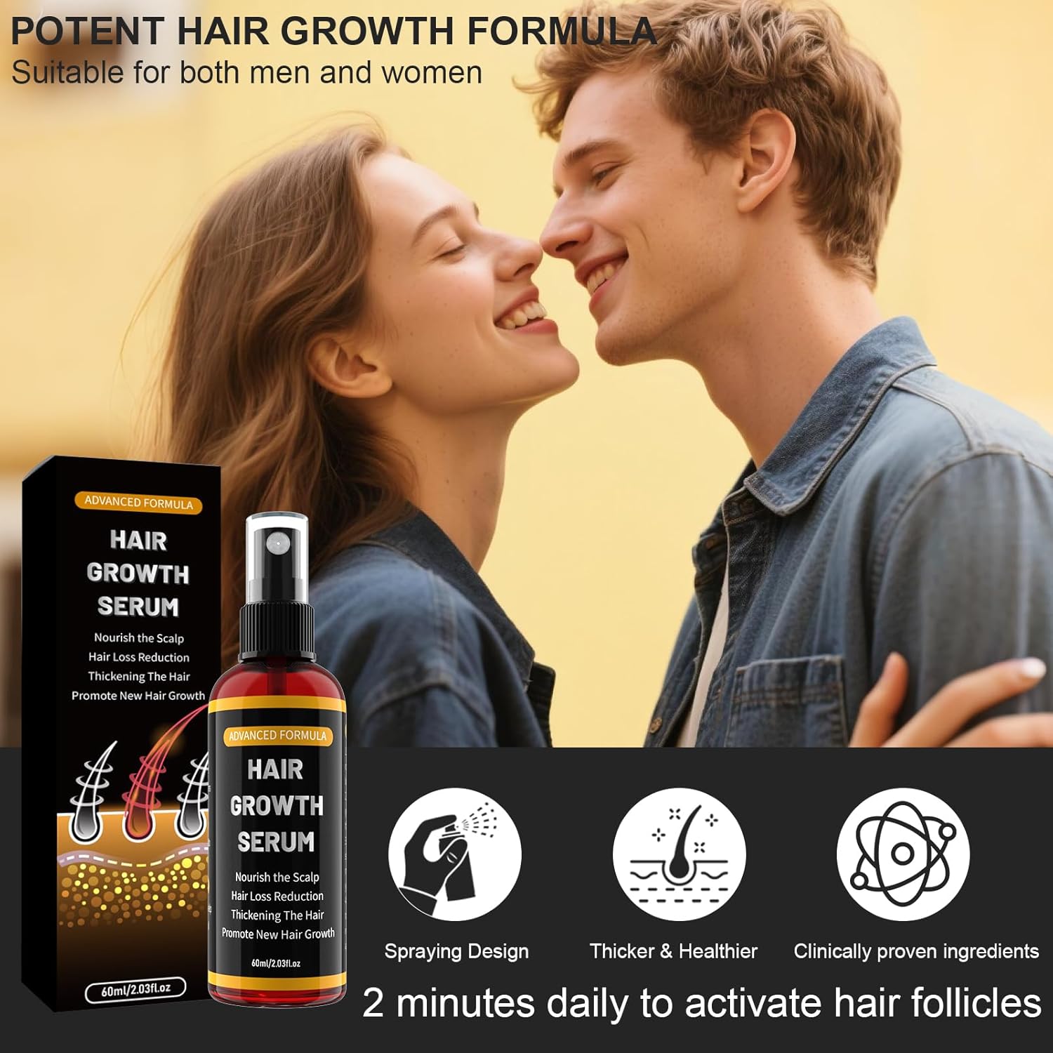 Detalle de Rouclo Siero Crescita Capelli con Biotina, Olio di Ricino e Rosmarino – 60 ml