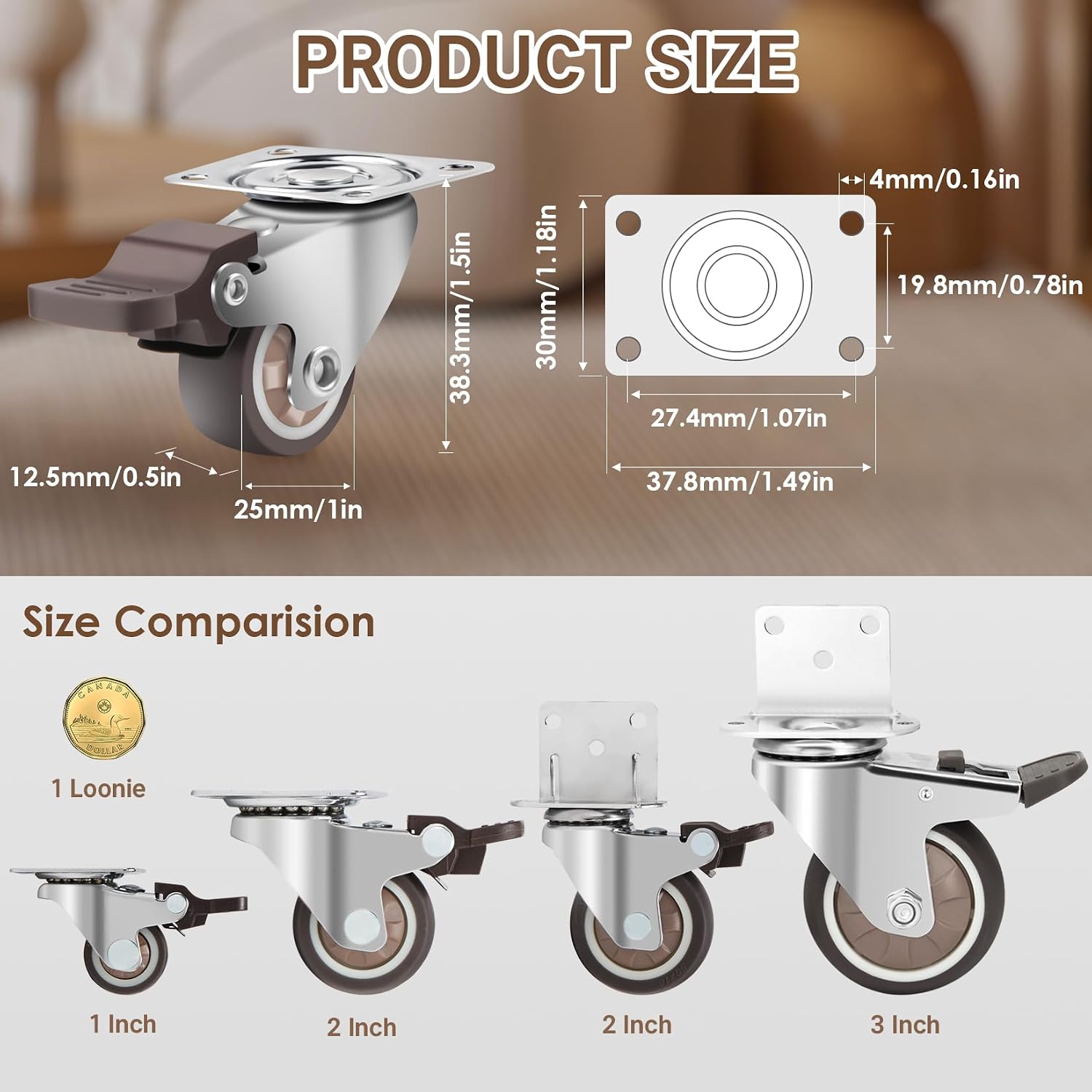 Detalle de W B D WEIBIDA: Piastra di Montaggio a L 75mm con Ruote per Mobili Pesanti (Set di 4) – 450 kg