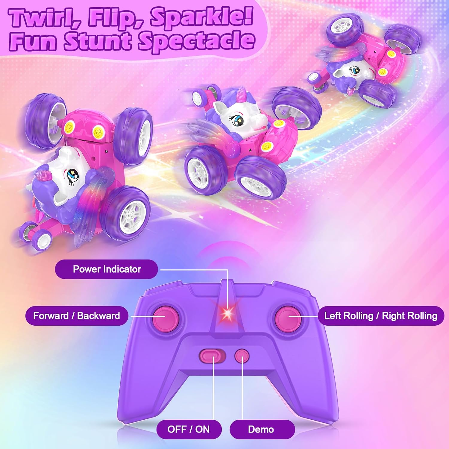 Thumbnail 1 de Coche Teledirigido Unicornio Rosa 2.4 GHz