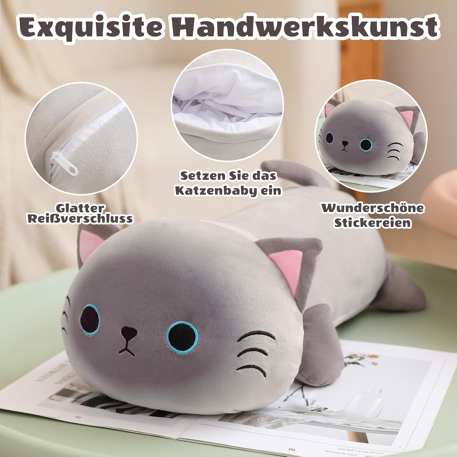 Thumbnail 5 de SQEQE Siamese Cat Plush with 4 Babies: 5-in-1 Cozy Set for Kids and Adults