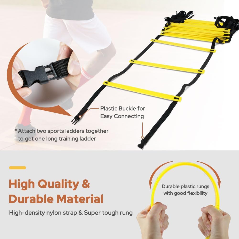 Detalle 2 de GHB FBA_AL Pro Agility Ladder, 20 ft, 12 Rungs, Adjustable Spacing