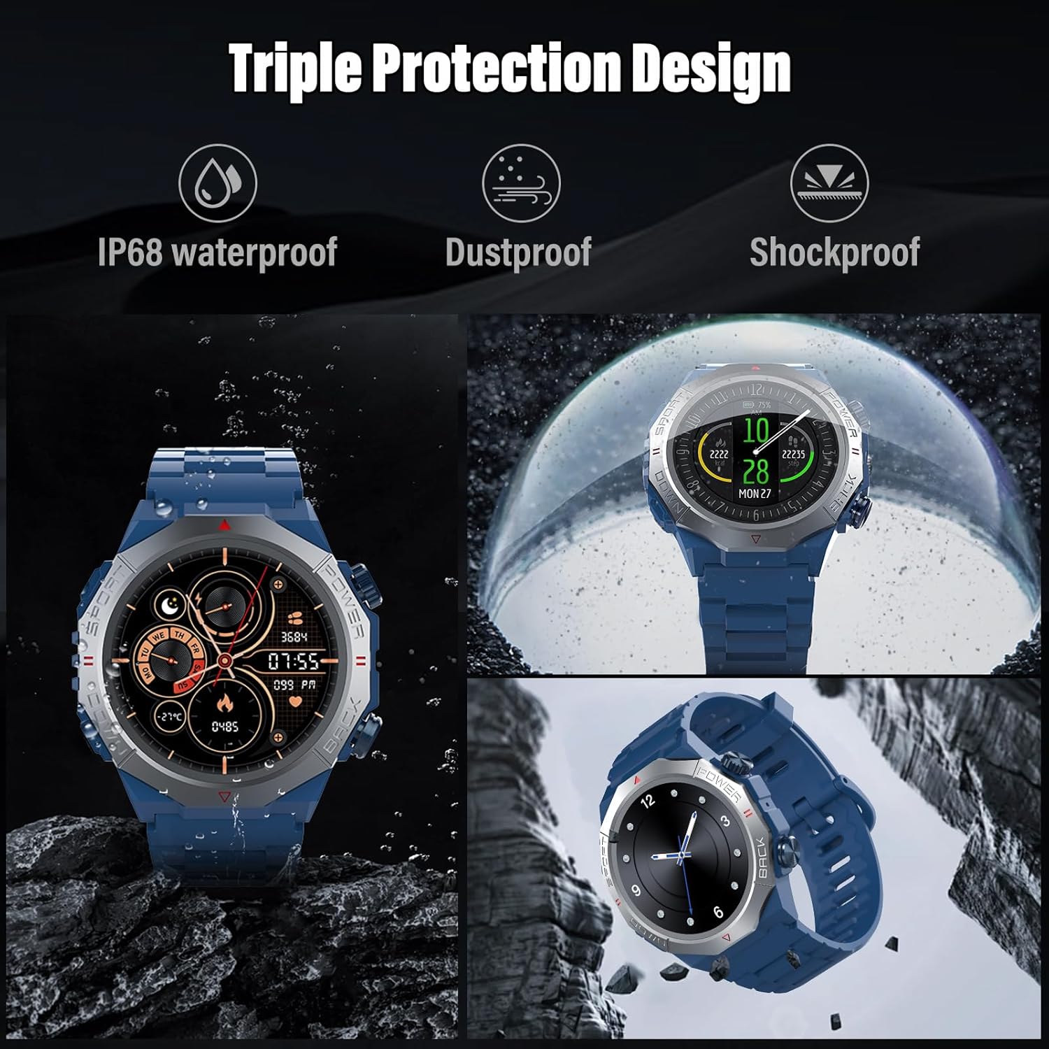 Thumbnail 4 de Militaire Montre connectée 1,39" étanche IP68