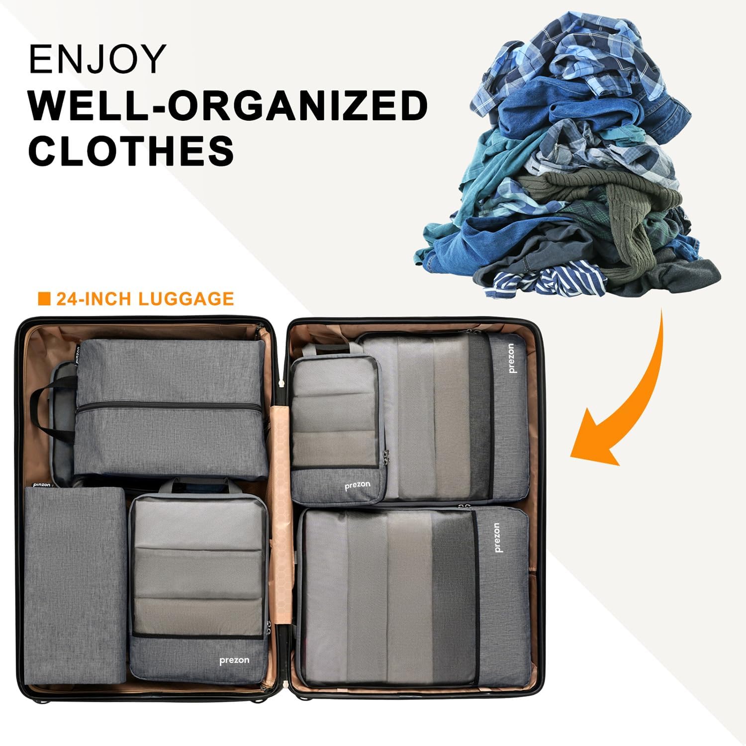 Thumbnail 6 de Prezon Compression Packing Cubes with Travel Shoes Bag and Laundry Bag – Luggage Organiser Set