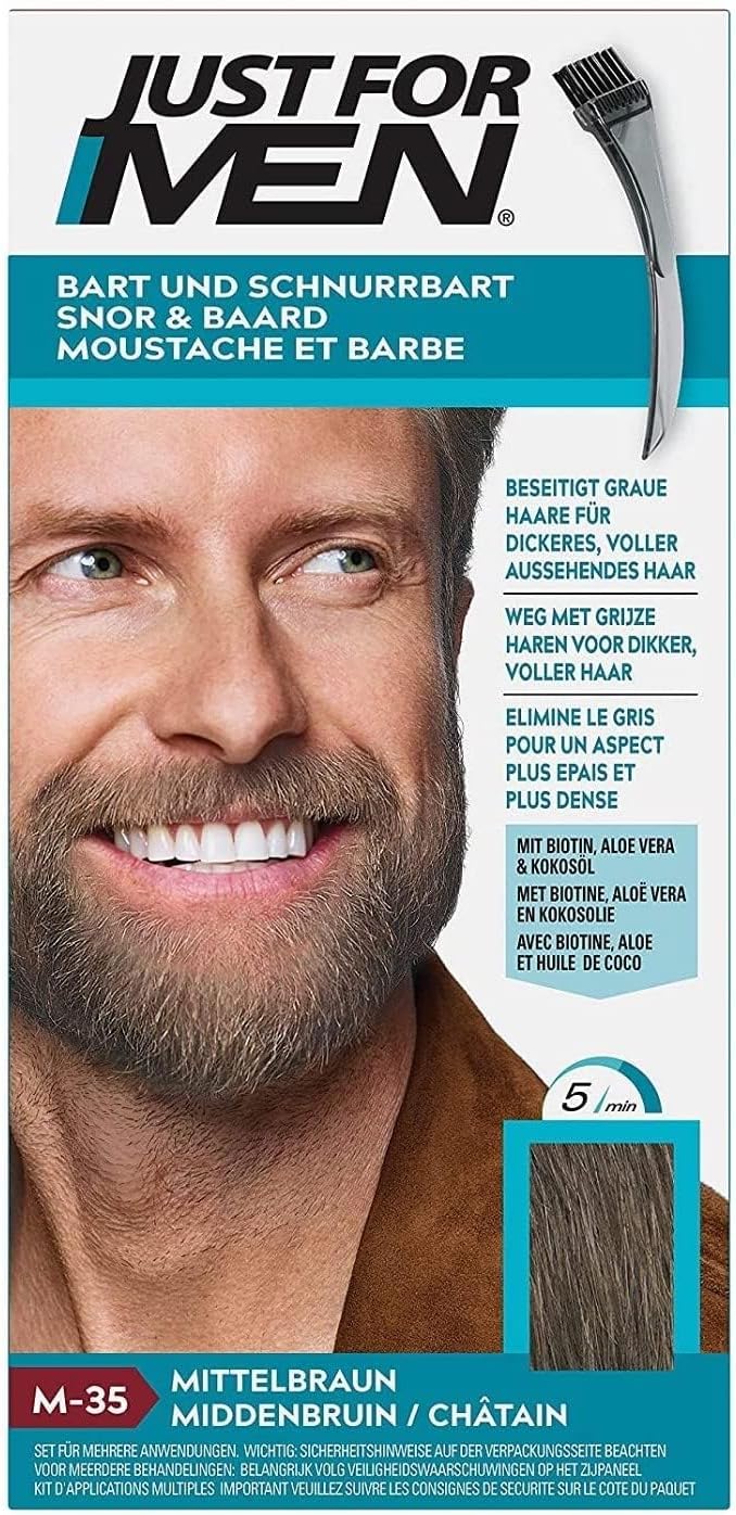 Detalle de Just For Men Barbe & Moustache M35 Châtain Moyen 🧔