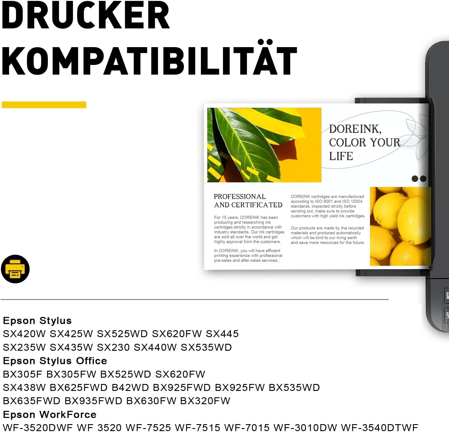 Detalle 2 de DOREINK T1295 Multipack – Kompatible Tintenpatronen für Epson WF‑Serien und Stylus Drucker