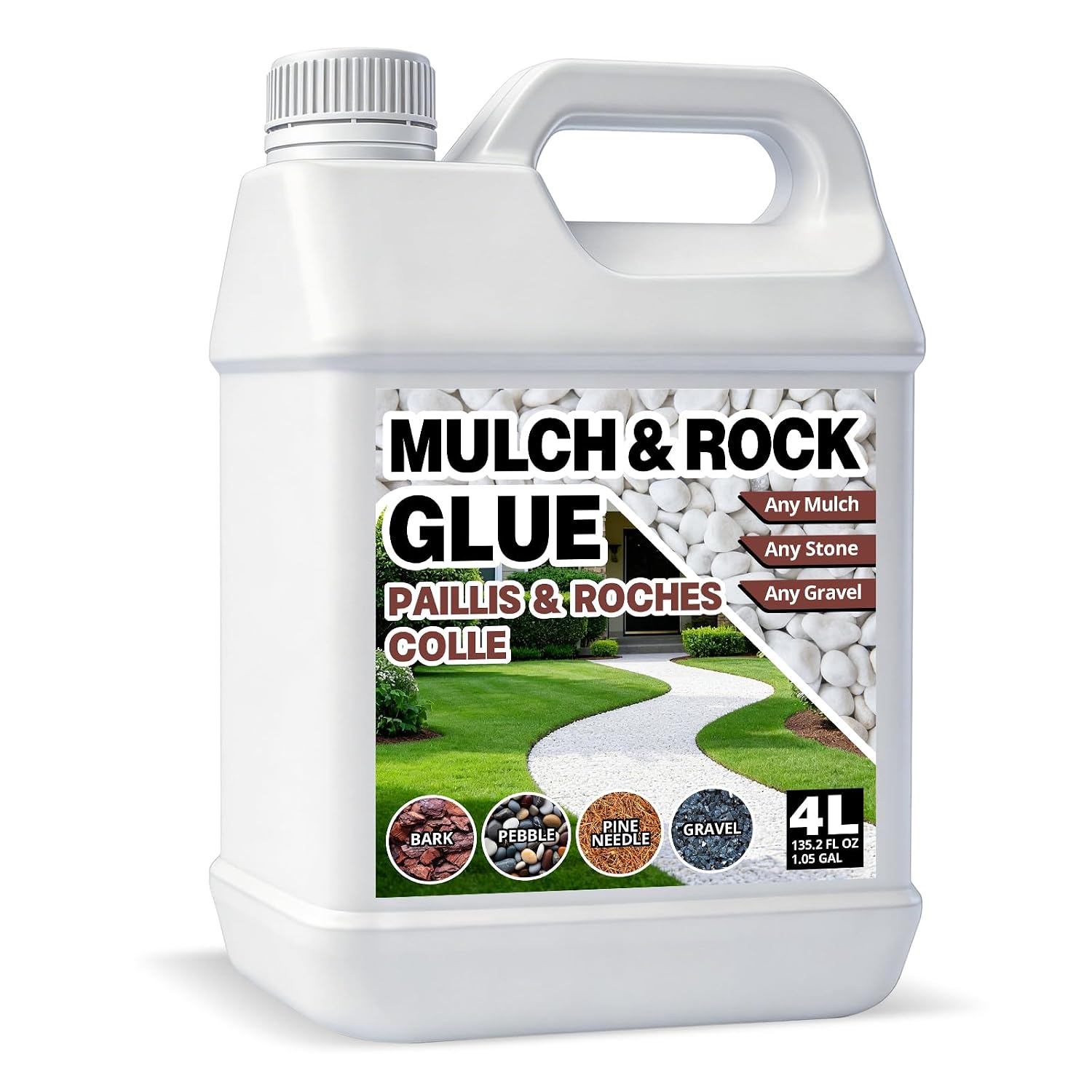 Detalle de 3Free Mulch Glue for Landscaping, 4L/1.05Gal Fast-Drying Waterproof Binder