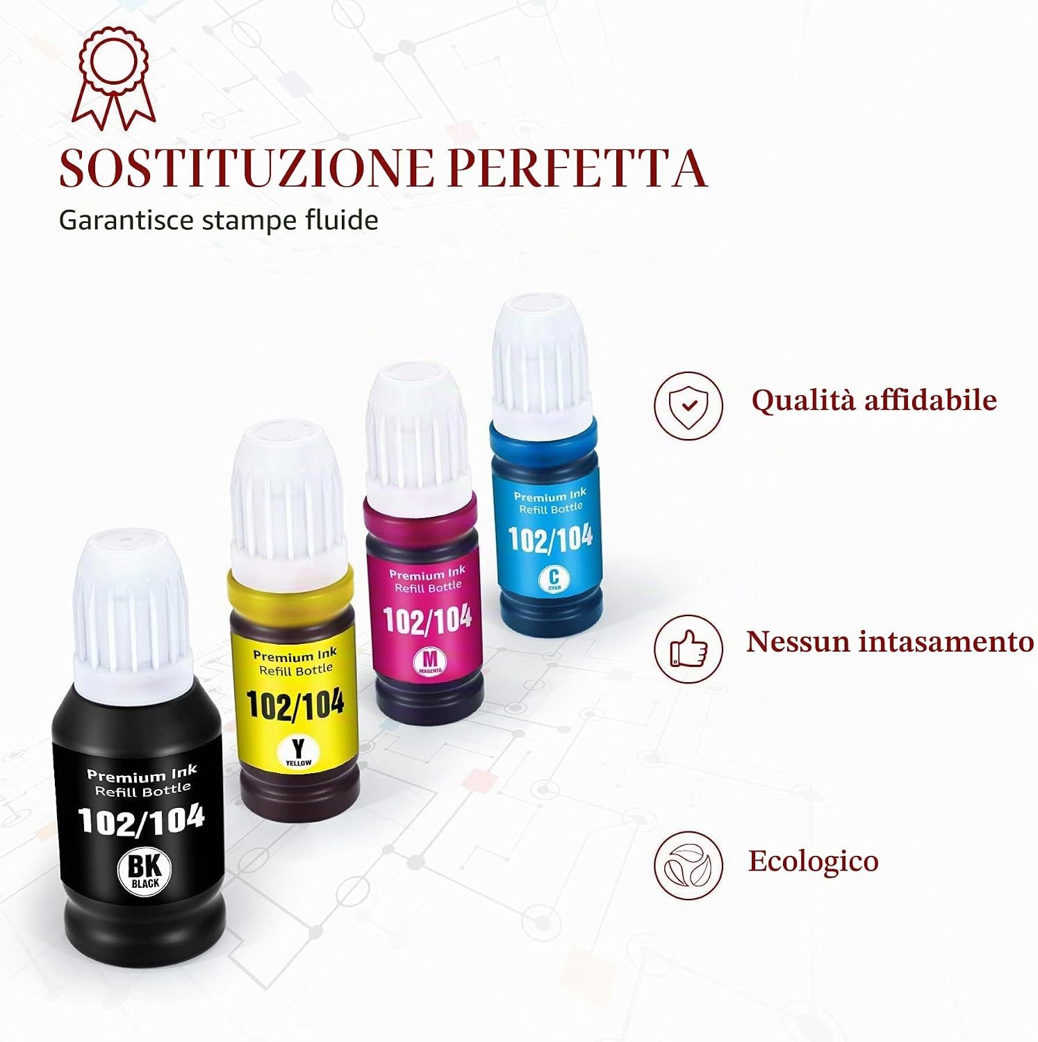 Thumbnail 4 de Toner Kingdom 102/104 Inchiostro Compatibile per Epson EcoTank: Kit a 4 colori (Nero, Ciano, Magenta, Giallo)