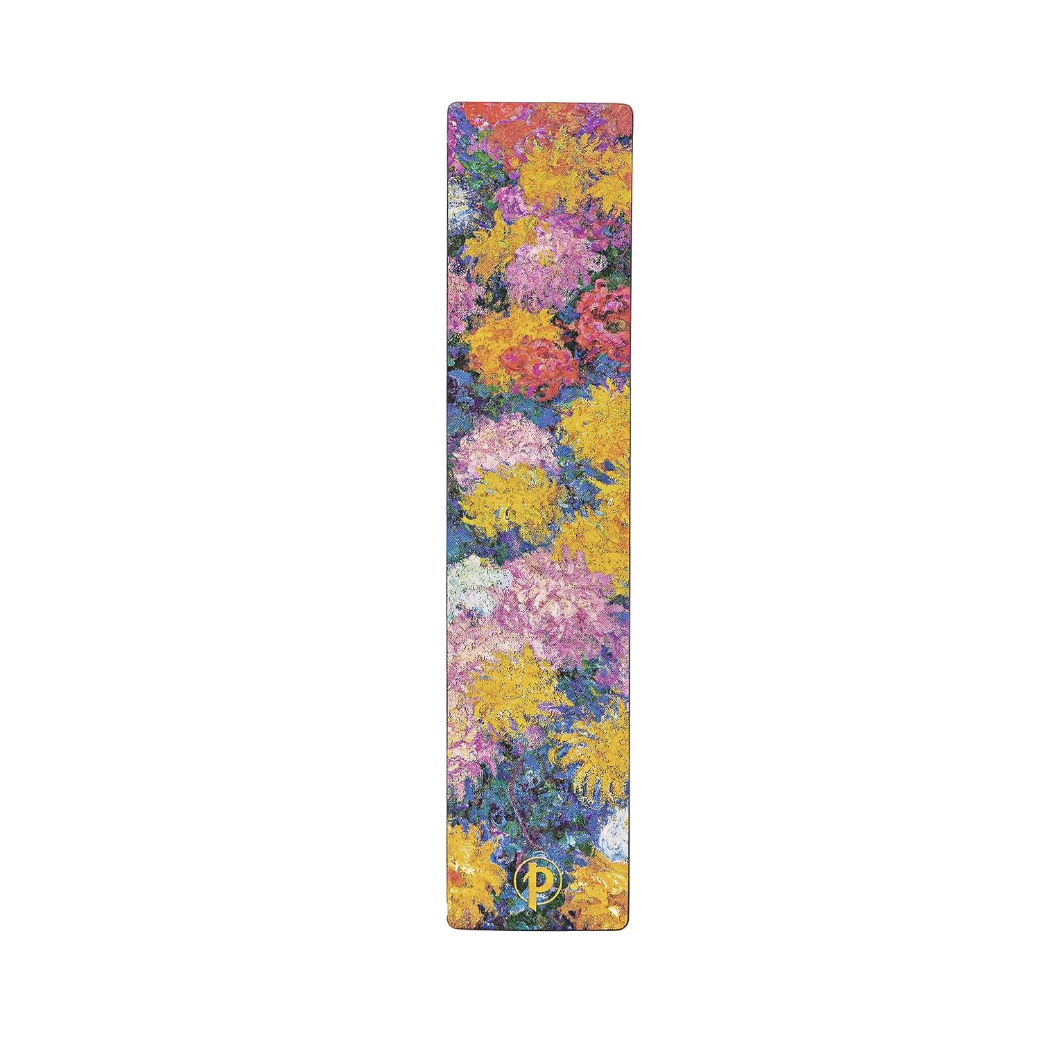 Detalle de Paperblanks Les Chrysanthèmes de Monet – dubbelsidigt bokmärke med textur