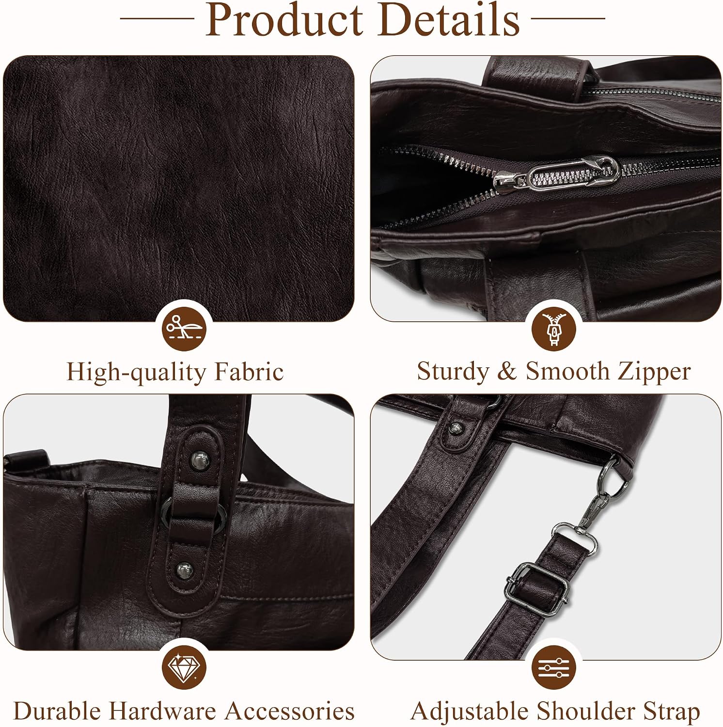 Detalle de Gluckstar sac cabas PU imperméable 38×13×29 cm