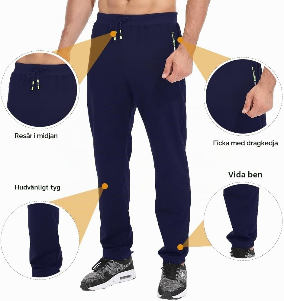 Detalle de Tansozer joggingbyxor för män i bomullsblandning med dragkedjefickor