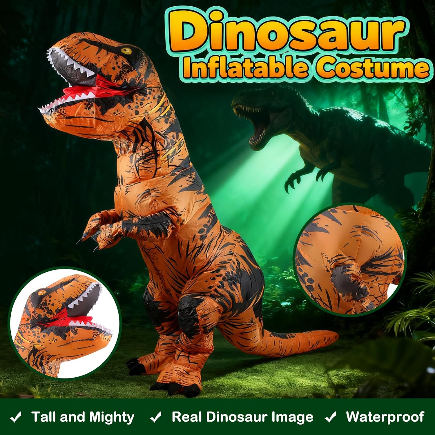 Detalle de JASHKE Inflatable Dinosaur Costume in Polyester