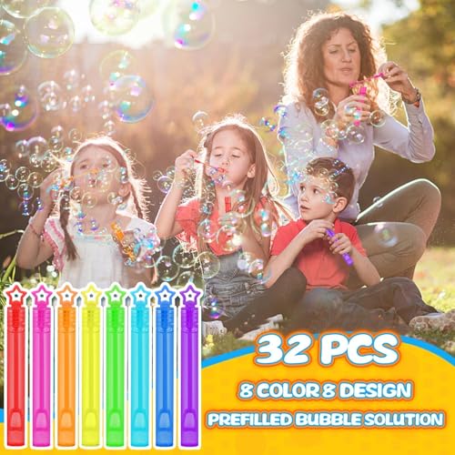 Thumbnail 2 de Cawiew 32 Pcs Neon Mini Star Bubble Wands – 8 Colors for Party Favors