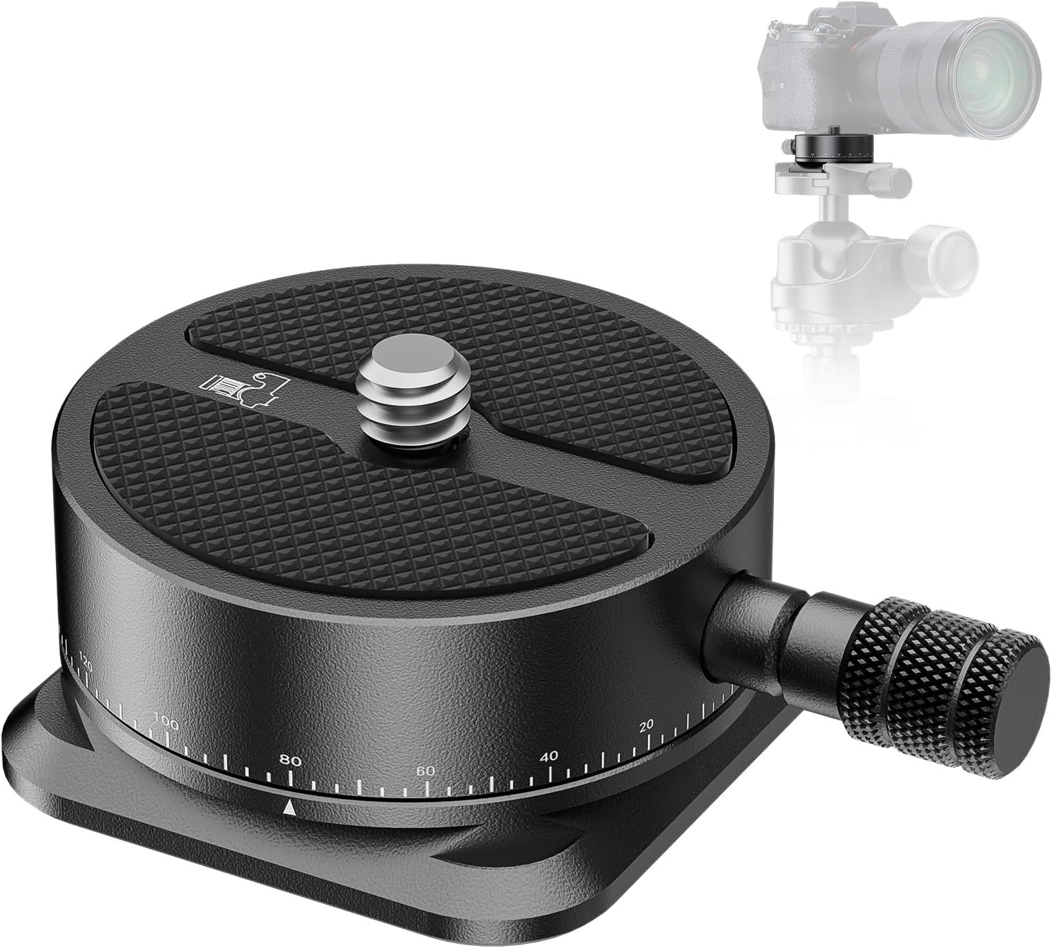 Detalle de NEEWER Plateau panoramique Rapide QRP-6 : tête panoramique 360° avec base Arca et vis 1/4" (charge 5 kg)
