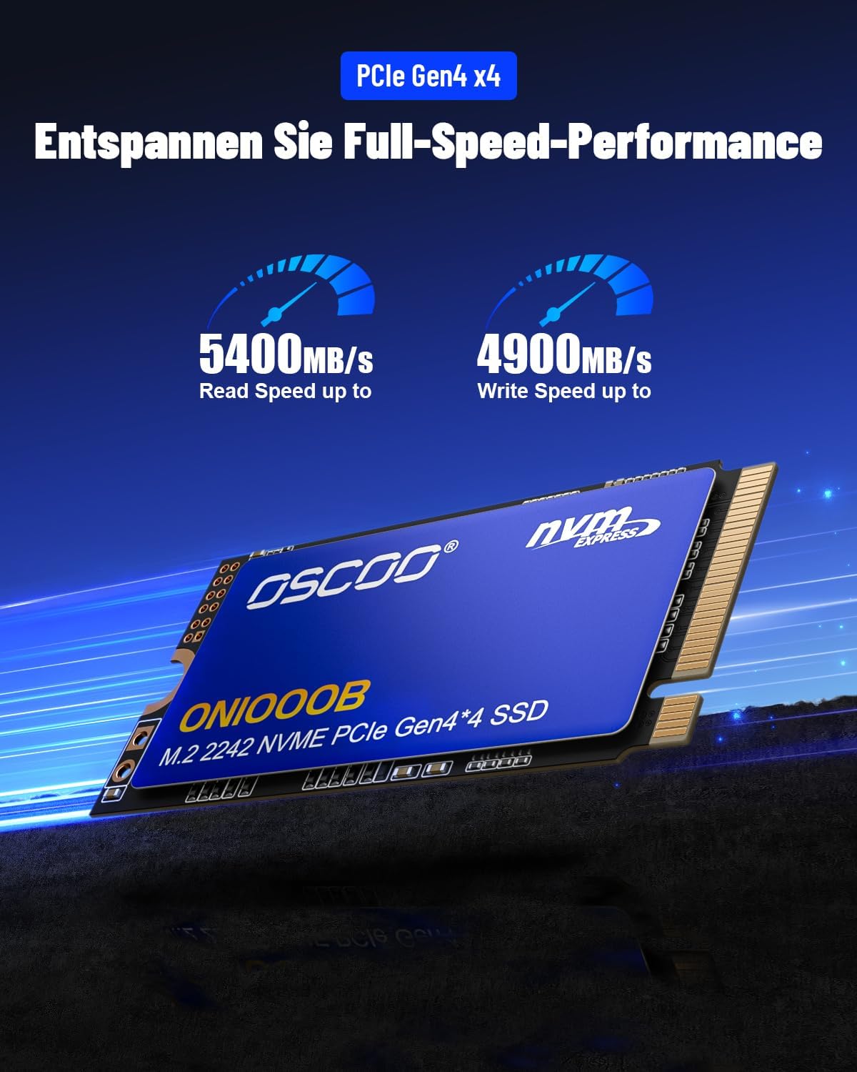 Detalle de OSCOO 512GB NVMe SSD (M.2 2242, Gen4x4) for Ultrabooks & Mini PCs — ON1000B