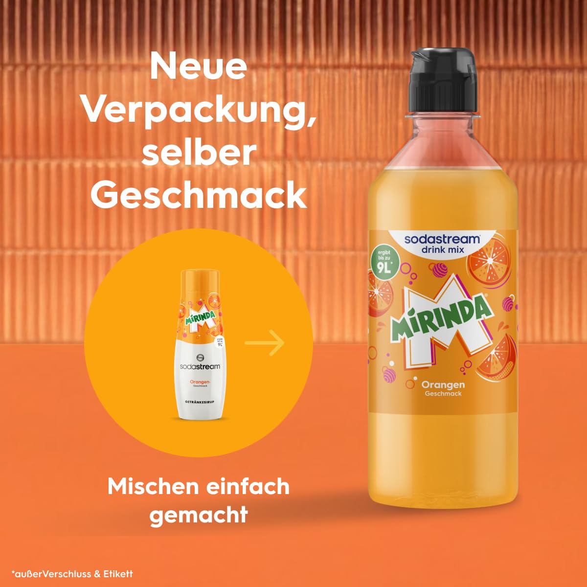 Detalle 2 de Sodastream drink mix Mirinda – Sirup (4 x 440 ml) für sprudelndes & stilles Wasser, ergibt bis zu 9 L Getränk