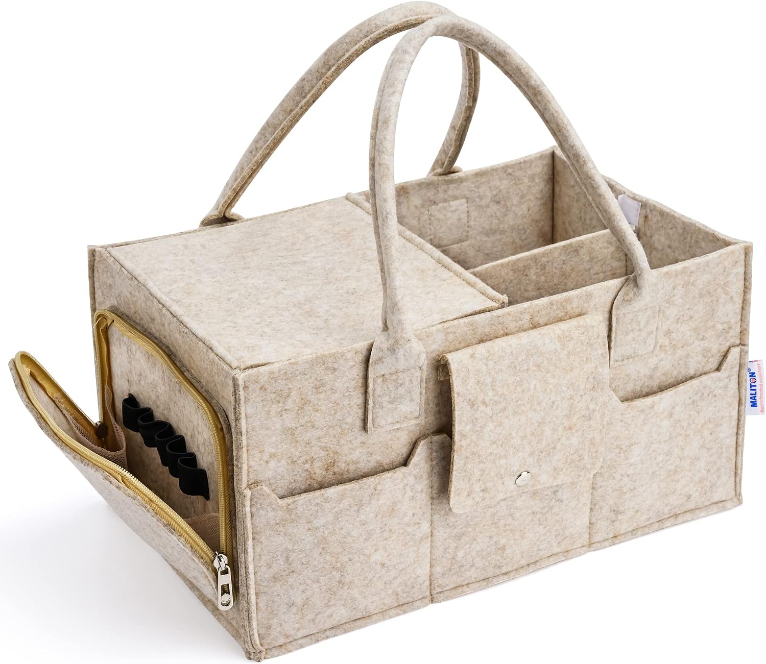 Maliton Baby-Windel-Organizer Khaki – multifunktionaler Windelhalter und Aufbewahrungskorb