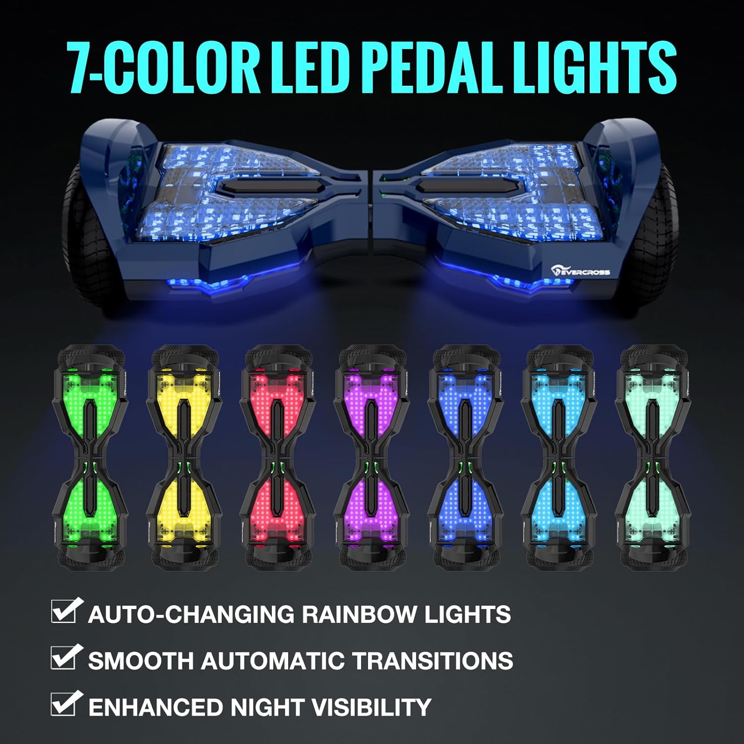 Thumbnail 3 de EVERCROSS EV2 Hoverboard mit Sitz – 5,2-Ah Akku, bis 15 km/h, Bluetooth Music & 7-Farben LED