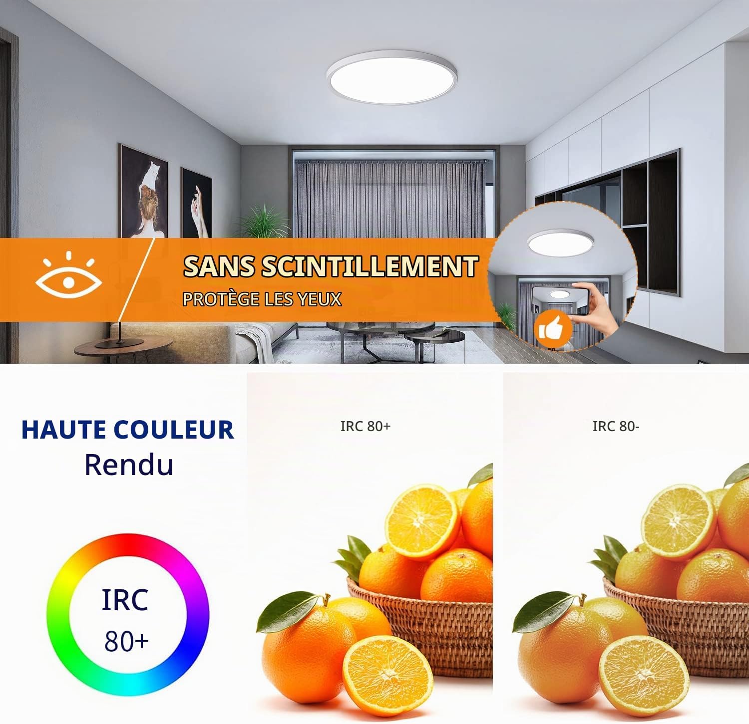 Detalle de Comely 037UK-30925706 led-plafondlamp Ø 30 cm, 24 W, IP44, 6500 K