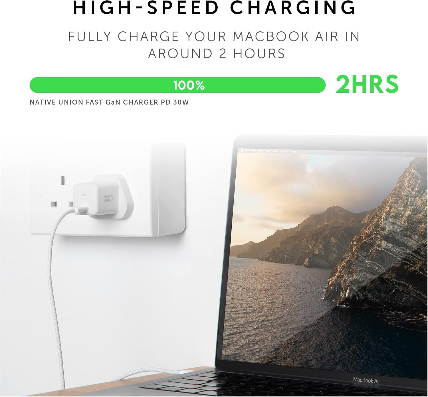 Detalle de Native Union Fast GaN Charger PD 30W (USB-C) – Ultra-compact Power Delivery for Type-C devices (White)